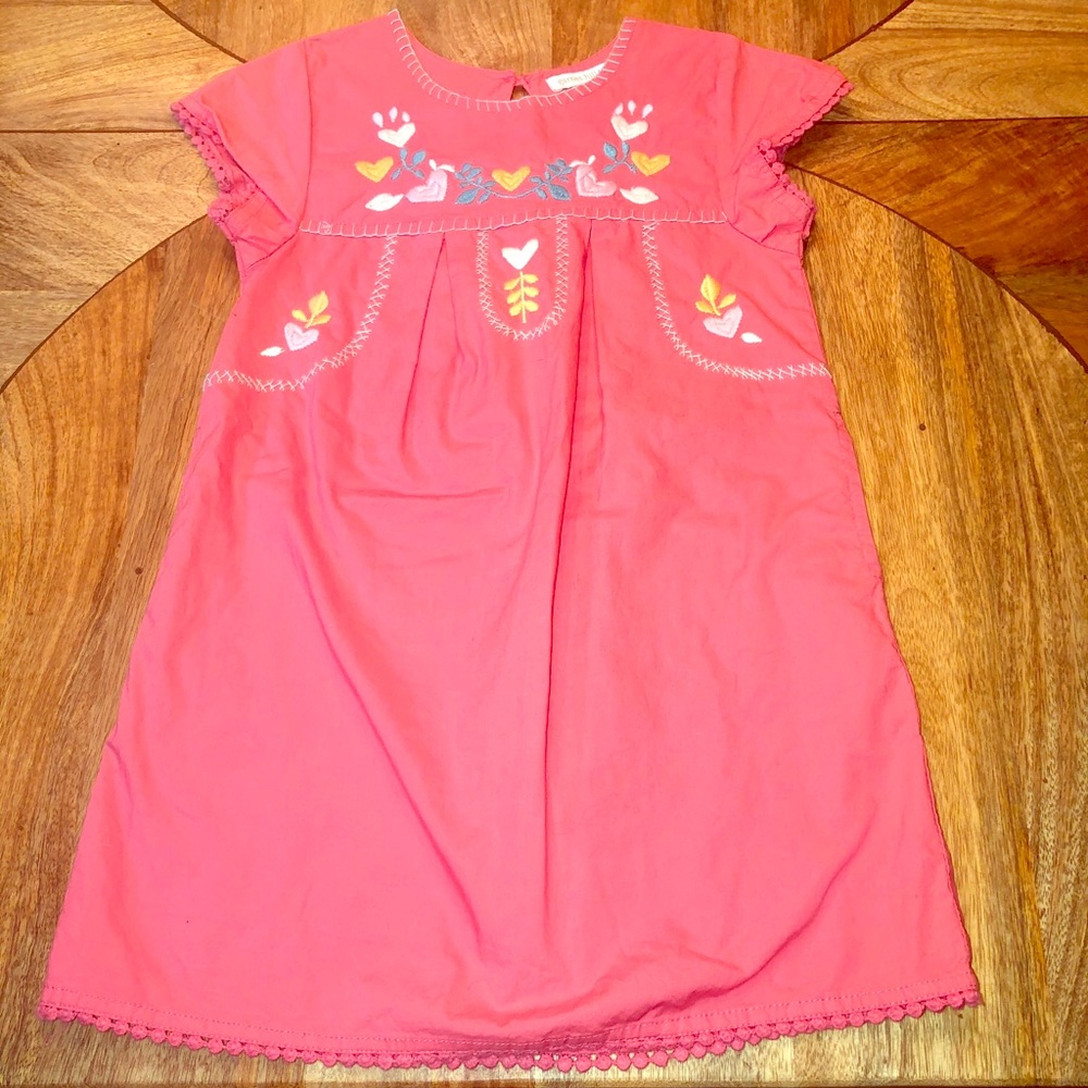 Garnet Hill salmon colored embroidered dress